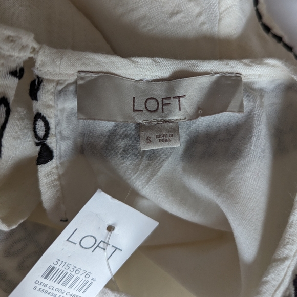 Loft cream off-white loose boho summer cotton dress small sz small NWT - Picture 12 of 16